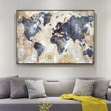 Vintage World Map Canvas Wall Art Print - InspiredGrabs.com